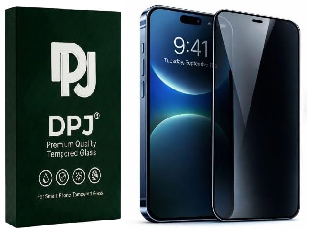 Image of DPJ Privacy Tempered Glass for iPhone 16 Pro Max /iPhone 17 Pro Max [6.9 INCH] | 9H Hardness, Edge-to-Edge Coverage, Anti-Scratch, Anti-Spy [PRIVACY] [PACK OF 1]