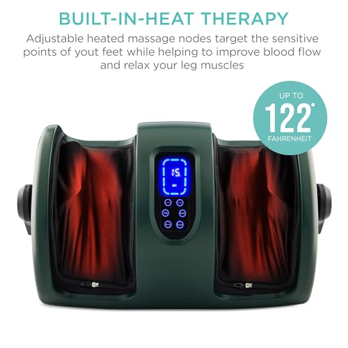 Image of Best Choice Products Shiatsu Foot Massager with Heat for Plantar Fasciitis & Neuropathy, Kneading Foot & Calf Massager with Remote, 360 Adjustable Handle, Rolling & Compression Massage - Green