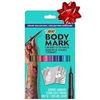 BIC BodyMark Temporary Tattoo Marker with Cosmetic Quality and Skin Safety, 8-Count in Assorted Colors