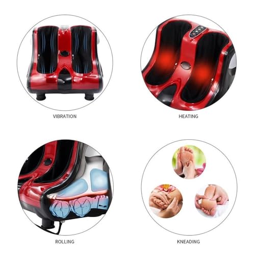Masajeador Shiatsu para Pies, Pantorrillas y Piernas Pemberly Row, 19,7" x 17,7" x 17,7", construcción de plástico, acabado rojo, ajuste de velocidad, diseño ergonómico, funciones de calentamiento y amasado para relajación miniatura 6