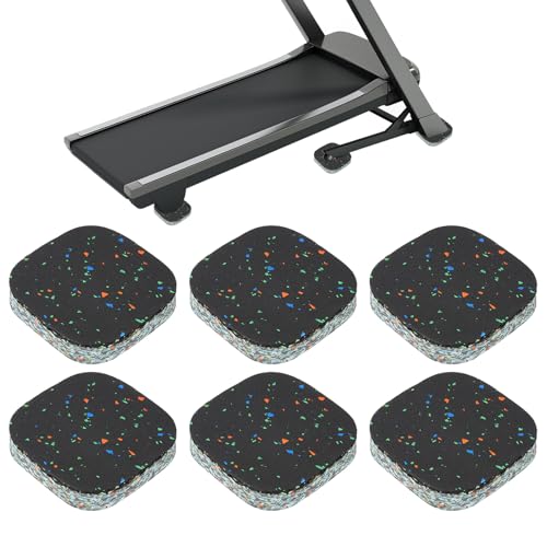 PATIKIL 6 Pcs Treadmill Mat Pads, 4x4x0.8" High Density Foam Anti Vibration Pad Sound Proof Floor Mat Exercise Equipment Mat for Carpet Protect Noise Reduction Home Gym, Mixed Color