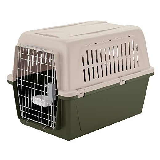 Ferplast Trasportino per Cani Grandi Atlas 60 Classic, Ciotola Inclusa, Porta in Acciaio Plasticato, Chiusura di Sicurezza, Griglie per L'Aerazione, 61 X 91 X 66,5 cm Verde