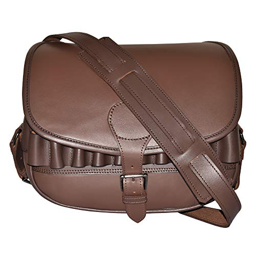 Cow Hide Leather Shotgun 120 Cartridges Holder Hunting Speed Bag Vintage Ammo Carrier #TOP1