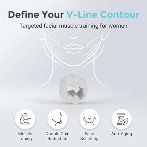 Image of Proberos Jawline Exerciser for Men & Women, 30-120LBS, 4 Levels, Grey | Food-grade silicone jaw shaper, adjustable resistance. Tones jaw, face & neck. Portable jawline toner with box.