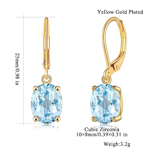 CiNily Cut-Oval Leverback Dangle Earrings for Women Hypoallergenic 14k White/Gold Plated Cubic Zircon Hanging Lever Earrings Lightweight Summer Drop Earrings Wedding Birthday Gifts Jewelry3