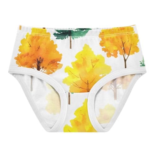 Watercolor Trees Yellow Green Autumn Girls Underwear Toddlers 2t Cotton Panties Little Girl Funny Briefs Kids Undies