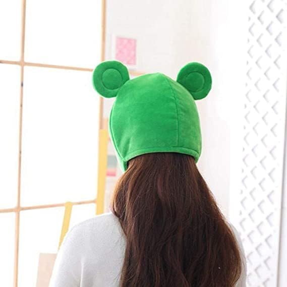 OUNONA Plush Frog Head Frog Hat with Moving Ears Soft Polyester Winter Warm Headgear Novelty Cosplay Costume Party Photo Props 12.6X15 Inch - Image 6