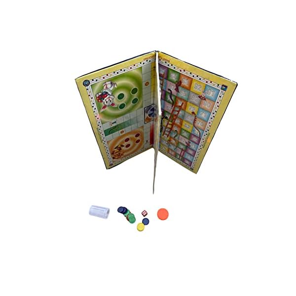 Ludo and Snakes & Ladders (Saanp Seedhi) Travel Game Set with Dice for Kids/Adults | Fun, Strategy, Brain Teaser Game (Multicolour) 13" x 13" Inches - Image 5