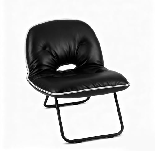 Artiss Foldable Chair 2-in-1 Black Armchair Lounge Chair Portable, No Assembly Required, for Small Spaces, Portable Cozy Lazy Chair for Bedroom, Living Room, Balcony