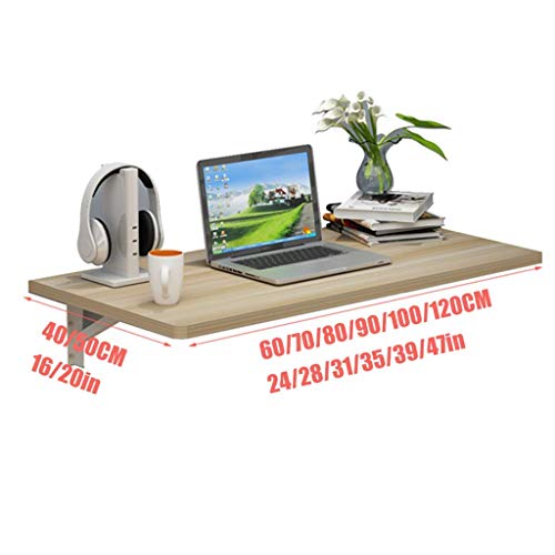 Bureau suspendu en bois massif table murale pour ordinateur