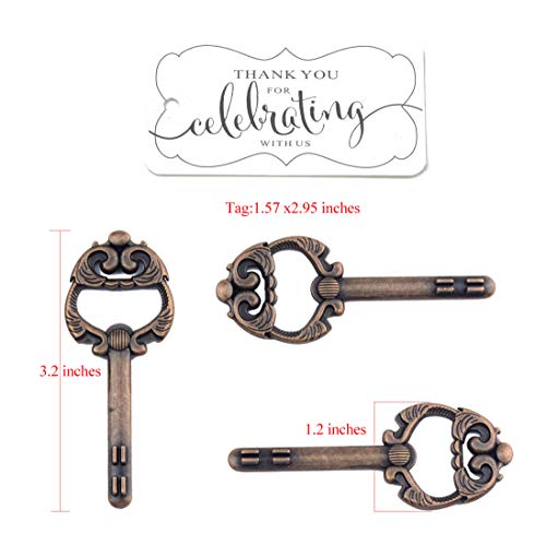 Aokbean 50Pcs Multi Function Vintage Skeleton Key Bottle Opener Place Card Holders For Weddings Table Name Cards For Guest Souvenir French Ribbon #TOP1