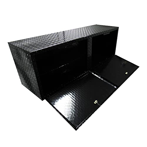 Pit Posse 902Bk Overhead Storage Cabinet Organizer 48" Inch - Made In Usa - Garage Enclosed Cargo Race Trailer Automotive Shop Motorcycle Tool Box Accessory - Aluminum Diamond Plate Finish (Black) #TOP4