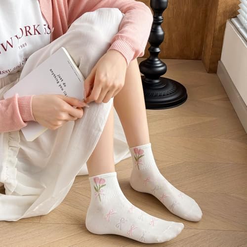 Image of Women Cute Ankle Socks Cotton Mini Crew Athletic Casual Sock for Girls Sneakers