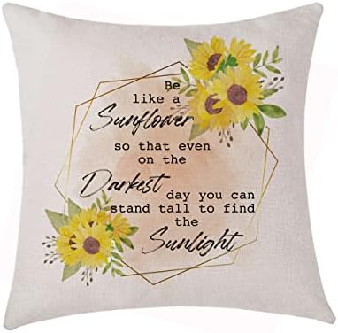 Inspirational Gifts Sunflower Quotes Cushion Cover Motivational Decorations Pillow cover 45x45cm Birthday GIfts, Graduation GIfts, Novelty Gifts for Women Girls