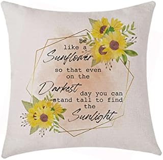 Inspirational Gifts Sunflower Quotes Cushion Cover Motivational Decorations Pillow cover 45x45cm Birthday GIfts, Graduation GIfts, Novelty Gifts for Women Girls