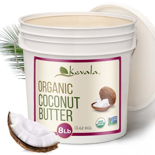 Kevala Organic Coconut Butter - Nutritious Addition to Everyday Baking and Cooking, Creamy Spread for Toasts and Desserts, Ingredient for Homemade Skincare and Haircare Cosmetics, Bulk Size, 8 lb
