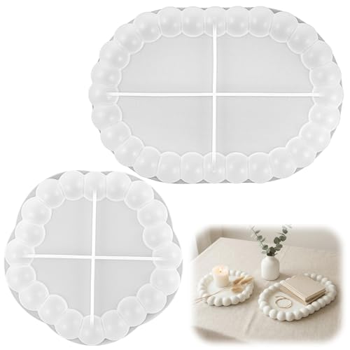 2PCS Trinket Tray Mold Cloud Shape Silicone, Resin Tray Mold for Resin Coaster Molds Epoxy Casting Mould Concrete Jewelry Trinket Vanity Candle Holder Molds for DIY Handmade Decoration Art Craft