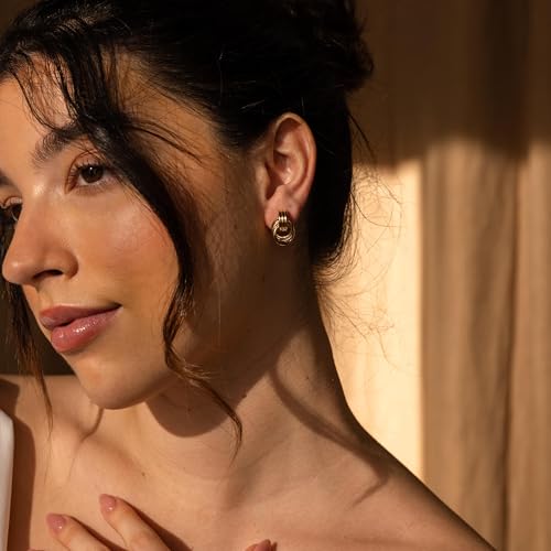 Gold Earrings for Women Trendy,14K Gold Stud Earrings Dainty Earrings Simple Minimalist Huggie Earrings Gold Hoop Earrings Hypoallergenic Earring for Women Gifts4