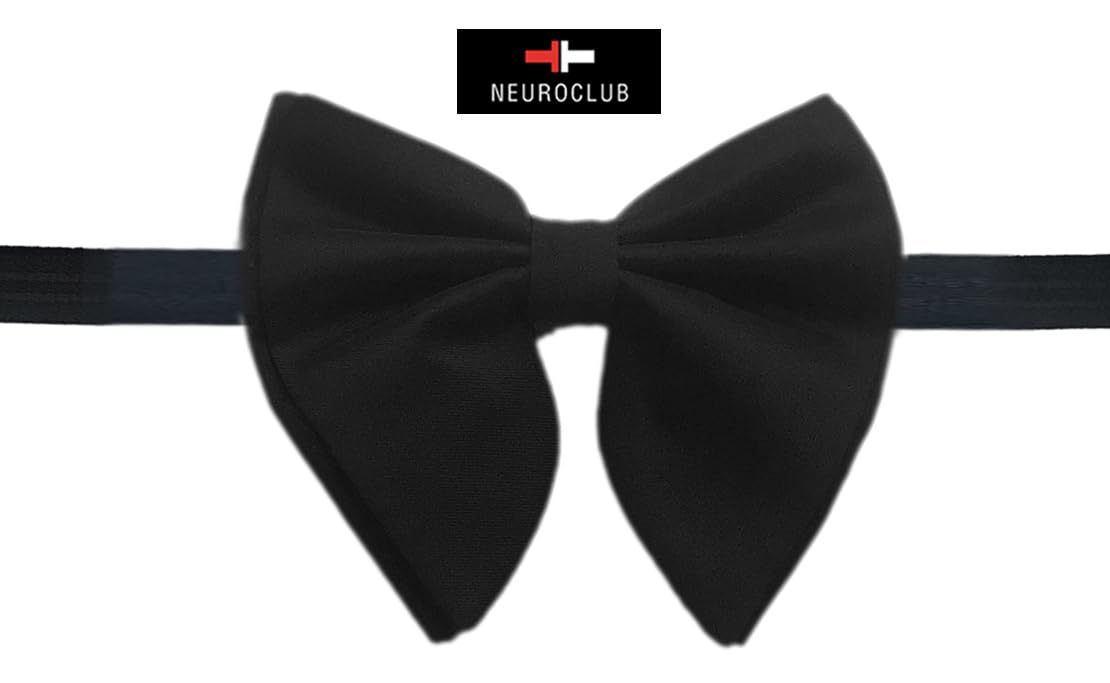 NEUROCLUB Butterfly Men's Bow Tie, Classic Solid Color Pre-Tied Bow Tie for Men Satin Tux Bowtie Adjustable Formal Neck Bowtie Black 1