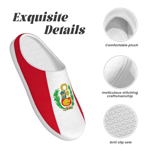 Cozy Flag of Peru print Slippers Indoor and Outdoor Fuzzy House Shoes Anti-Skid Sole Gifts for Women Indoor Scuff4