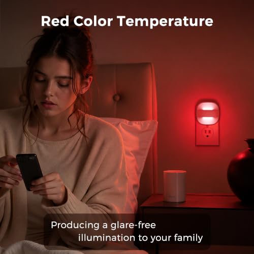 Image of L LOHAS LED Red Night Light, Dusk to Dawn Sensor Nightlight 2 Pack
