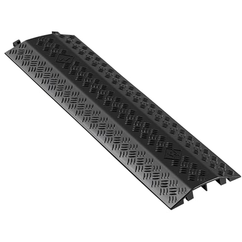 VEVOR Kabelabdeckung 2 Kanäle robuste Kabelschlauch-Schutzrampe 97 cm Bodenschnurabdeckung 7938 kg Achsbelastbarkeit für Verkehrsbereiche drinnen draußen Zuhause Büro Lager 1 Stück