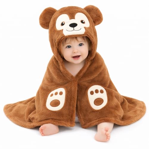 Image of First Kick New Born Baby Blanket Pack of Super Soft Bathrobe Baby Wrapper Cum Baby Bath Towel for Baby Boys, Baby Girls, Babies (Rust Brown, 80cm x 80cm, 0-12 Months)