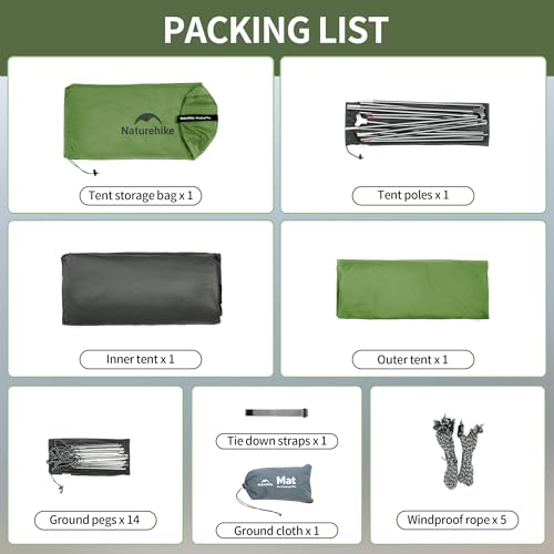 Naturehike Cloud Up Pro 2 Person Tenda Da Campeggio Leggera, Facile Da Montare Antivento E Impermeabile Tenda A Cupola Per Viaggi All'aperto Trekking - 7