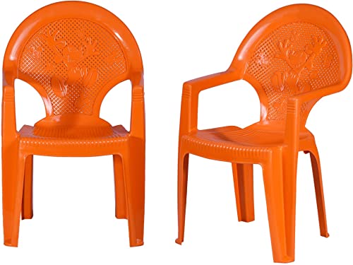 Image of MAHARAJA Mickey Mouse Plastic Chair for Kids | Strong Durable & Portable Study Chairs | Virgin Material Kids Chairs for 2 to 8 Years | Stackable School Chair (Orange, Pack of 2)