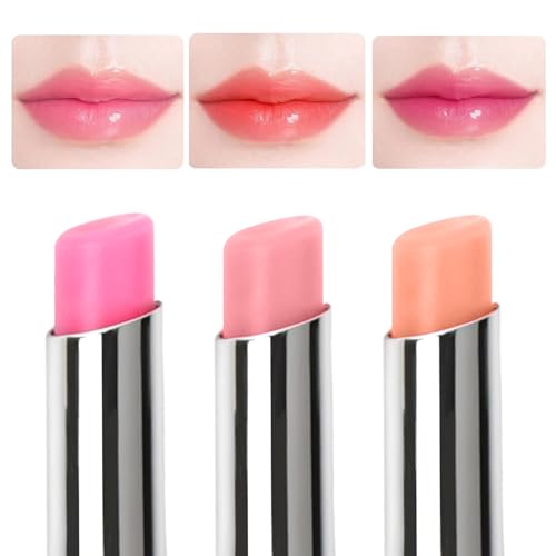 3 Piezas Bálsamo Labial Cambia de Color, Set de Pintalabios Lápiz Labios Cambio de Temperatura, Balsamo Cuidado Labios Hidratante de Larga Duración para Mujer Niñas