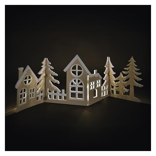 EMOS - LED Holzdorf, zusammenklappbar - Holz-Dekoration mit Dorf,...