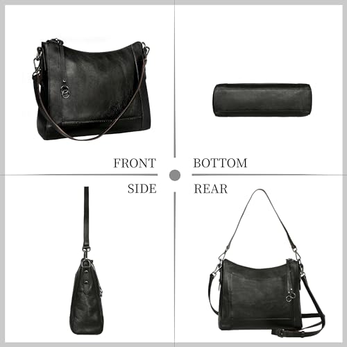 Image of Iswee Leather Crossbody Bags for Women Shoulder Purse Medium Hobo Genuine Leather Satchel Purses and Handbags
