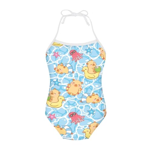 Image of Girls One Piece Swimsuit Summer Quick Dry Beach Sport Bathing Suit Halter Strap 1-10 Little Kids Toddler Swimwear