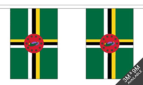Flagtex Dominica Fabric Bunting – 9m with 30 Flags – Fabric for Indoor & Outdoor Use – String Flags Banners Dominican Caribbean Island Lesser Antilles — image 1