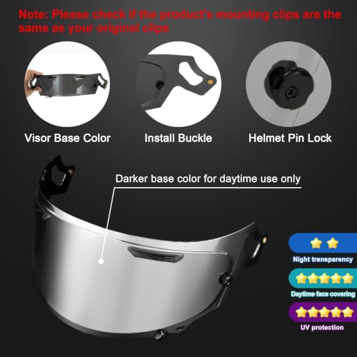 Image of PSLER Shatterproof Helmet Visor for Regent X Corsair-X,Silver-Mirror