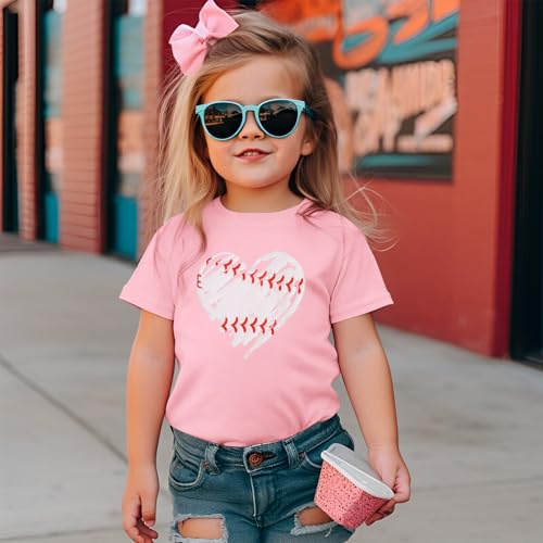 Baseball Shirt for Toddler Boy Girl Baseball Heart Graphic T-Shirt Kids Game Day Short Sleeve Summer Tee Tops4