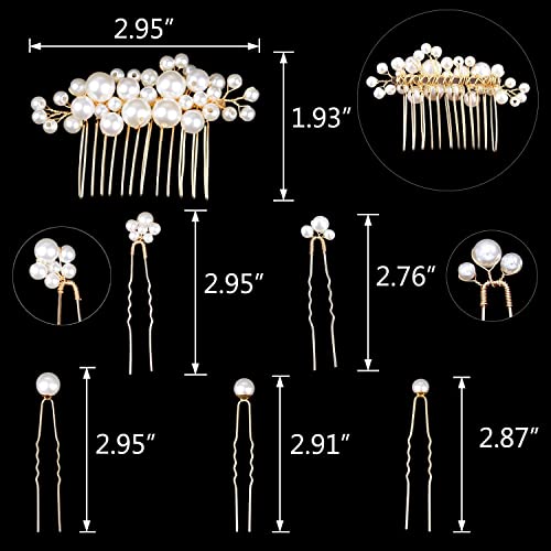 Accesorios de cabello con perlas doradas para boda, 11 piezas miniatura 3