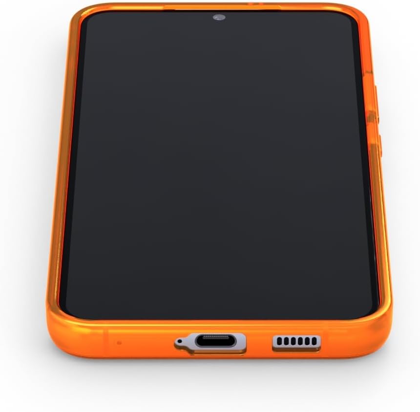 FELONY CASE - Samsung Galaxy S22 Neon Orange Clear Protective Case, TPU and Polycarbonate Shock-Absorbing Bright Cover - Crack Proof with a Gloss Finish