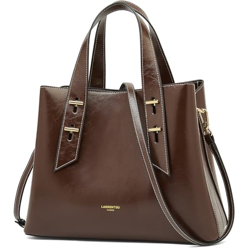 Image of LAORENTOU Women Crossbody Handbags Genuine Leather Satchel Handbags for Women Top-handle Shoulder Tote Purses