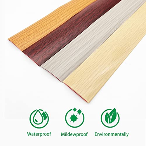 200cm Übergangsprofil Selbstklebend，Übergangsleiste Selbstklebend，Türschwellen Leiste，Türdichtung Selbstklebend，Abdeckleiste Selbstklebend für Laminatbodenbeläge (Gelbe Holzmaserung,5cm)