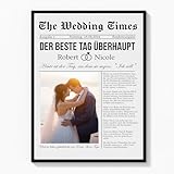Regionales Unternehmen Deutsam Personalisiertes Poster Wedding Times als Geschenk zur Hochzeit Hochzeitsgeschenk mit Foto von Ehepaar Tageszeitung Zeitschrift Geschenkidee