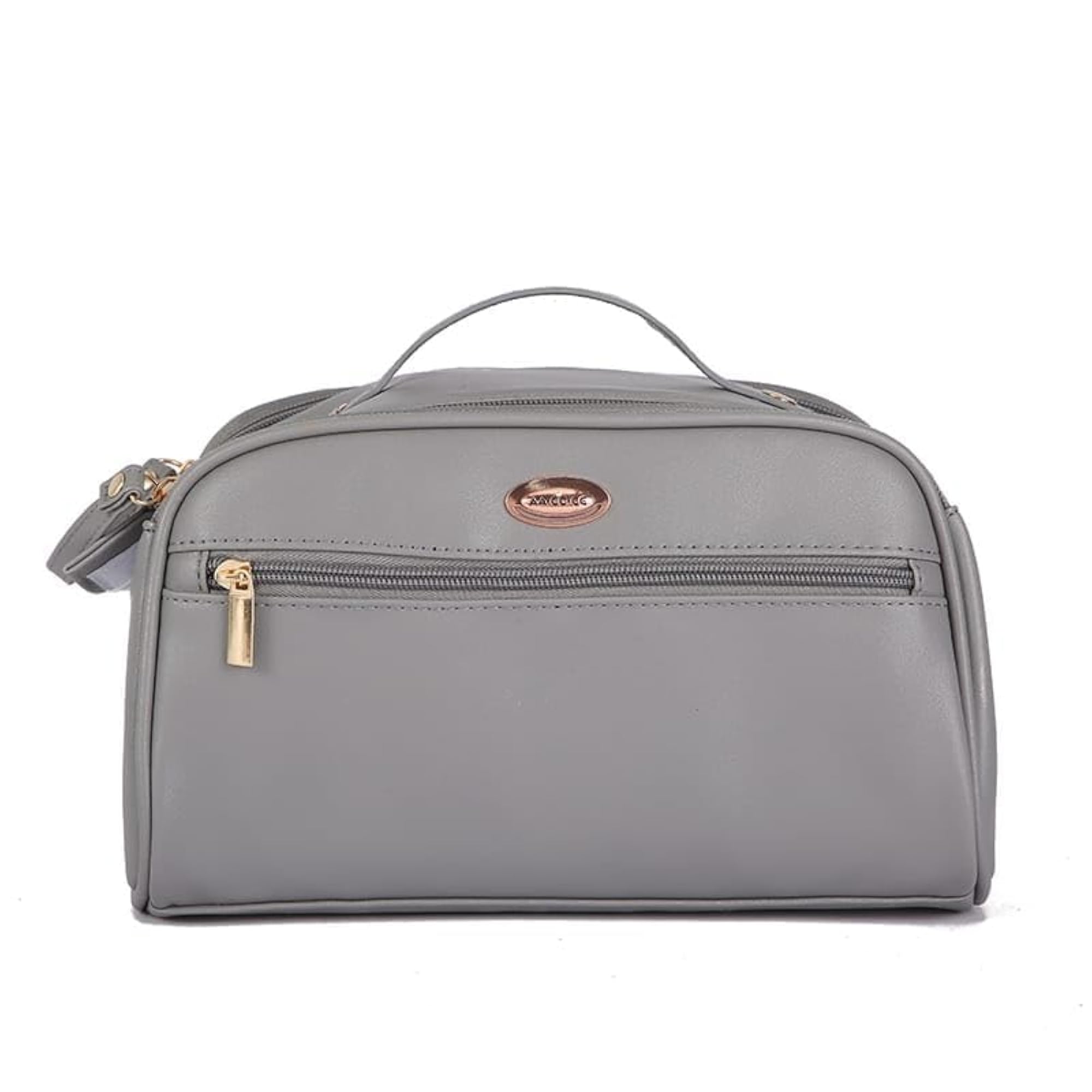 Large Capacity Leather Makeup Bag, Double Chain Cosmetic Organizer