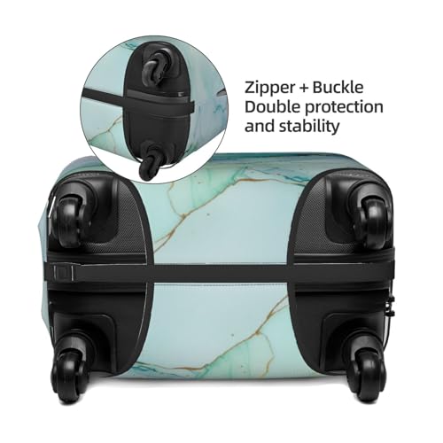 Light Blue Teal Marble Gold Accents Elastic Travel Luggage Covers Dustproof Scratch-Resistant Suitcase Protector Fit 22-24 Inch2