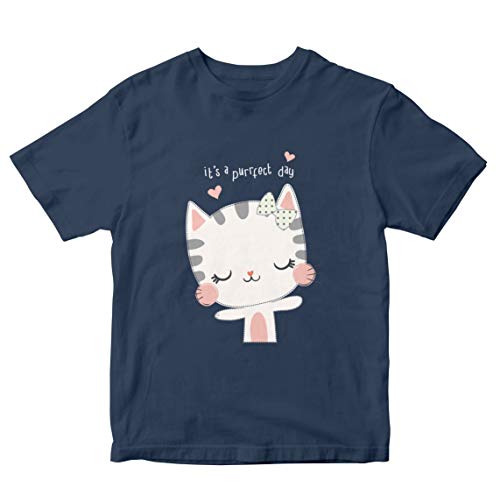 Image of Girls' Regular Fit T-Shirt It's A Purrfect Day 100% Cotton Girl's T-Shirt