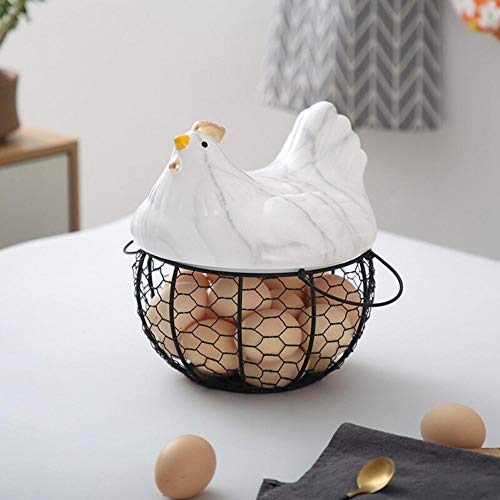 Métal Poule Oeuf Panier Céramique Oeuf Panier De Rangement en Métal Grillage Egg Panier Snack Fruit Basket Ferme Style Egg Basketchicken Panier en Métallique