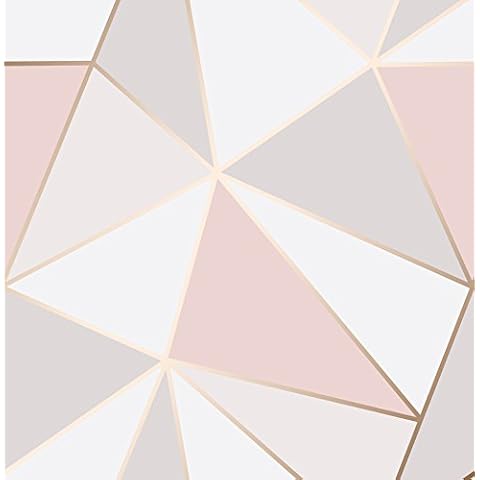 Gold Fine Décor 2900-41685 Arken Rose Geometric Wallpaper, Roe Gold Cover
