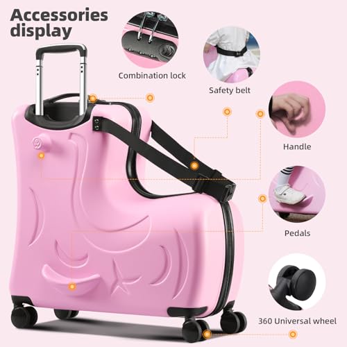 Kids Ride On Suitcase with Wheels, Scooter Luggage for Toddlers Travel, Durable Children's Suitcase for Boys & Girls Ages 2-12 Years4