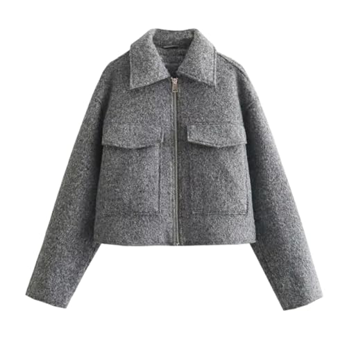 Fnfmrfmr Gray Tweed Cropped Jacket for Women – Your New Go-To for Effortless Style