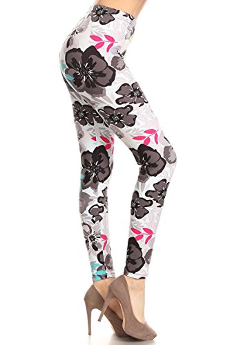 Leggings Depot High Waisted Floral & Space Print Leggings for Women - Regular, Plus, 1X3X, 3X5X