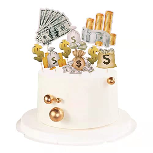 image for Kaoenla Cake Topper, Dollar Happy Birthday Cake Decoration, Money Them